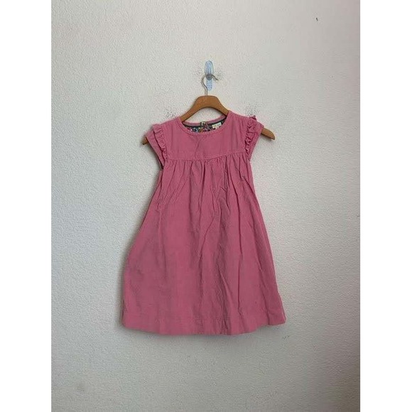 Mini Boden Other - Mini Boden Dress Corduroy‎ Ruffle Sleeve Floral Lining Pink Kids 7-8Y 128cm